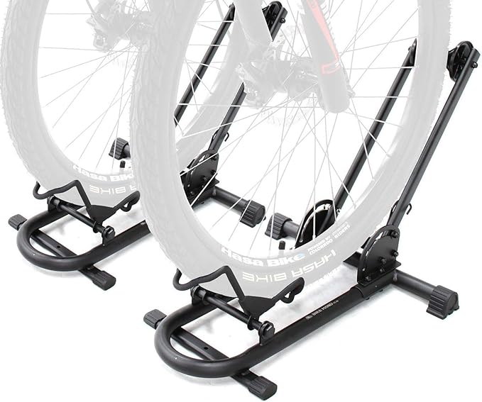 BikeHand Bike Stand Floor Parking Bike Rack - for MTB & Road Bike Storage - up to 2.4" Tire Width - Bike Rack Garage Foldable Bike Storage Rack - Durable Bicycle Stand - 2 Bike Stand