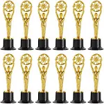 Juvale 12-Pack Mini Trophies, Fake Plastic Film Movie Theater Statues for Kids, Award Ceremonies, Movie-Themed Parties, Teachers, Community Events, Office (Gold and Black, 6 in)