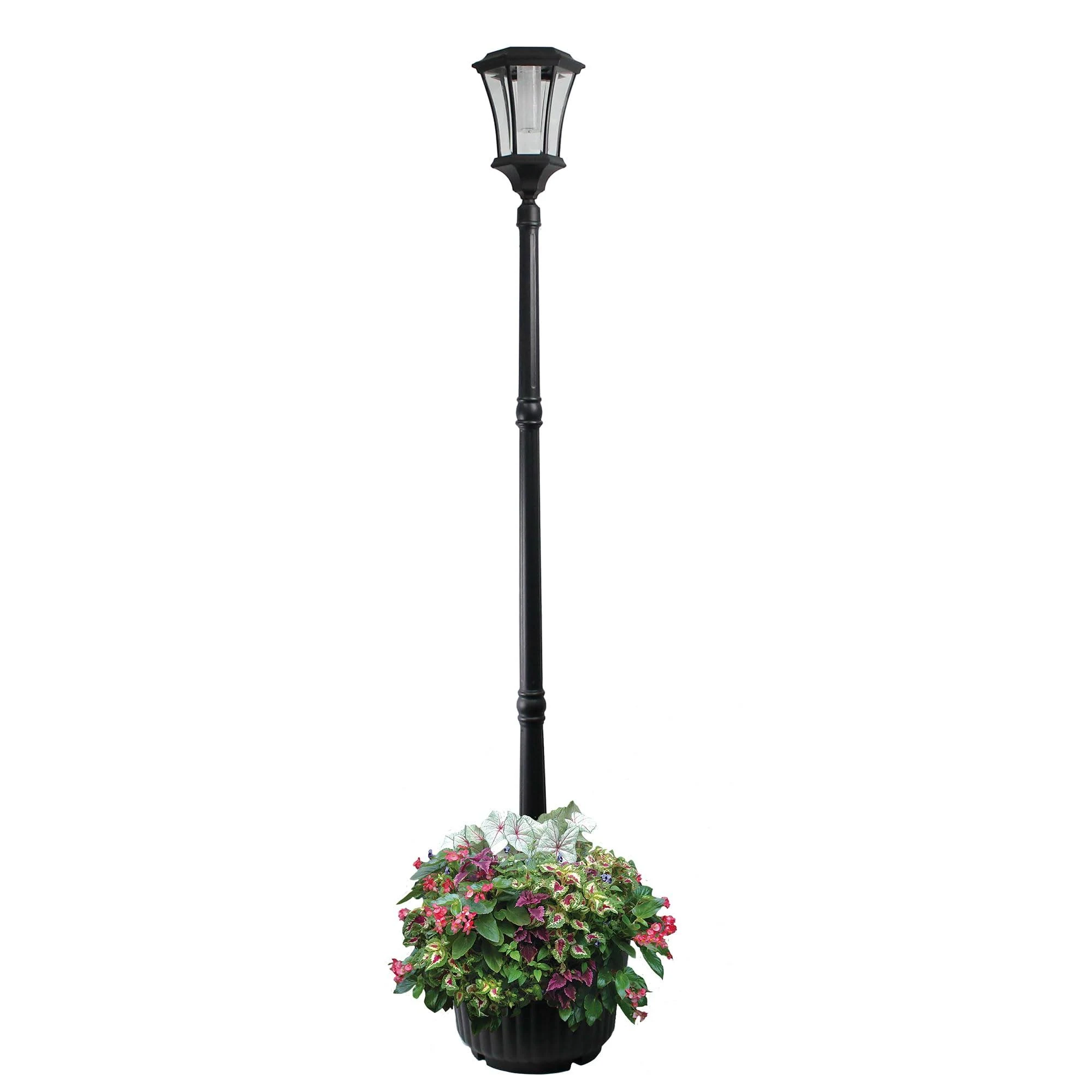 312001 Abigail Single Head Solar Lamp Post With Planter 7 Ft Black