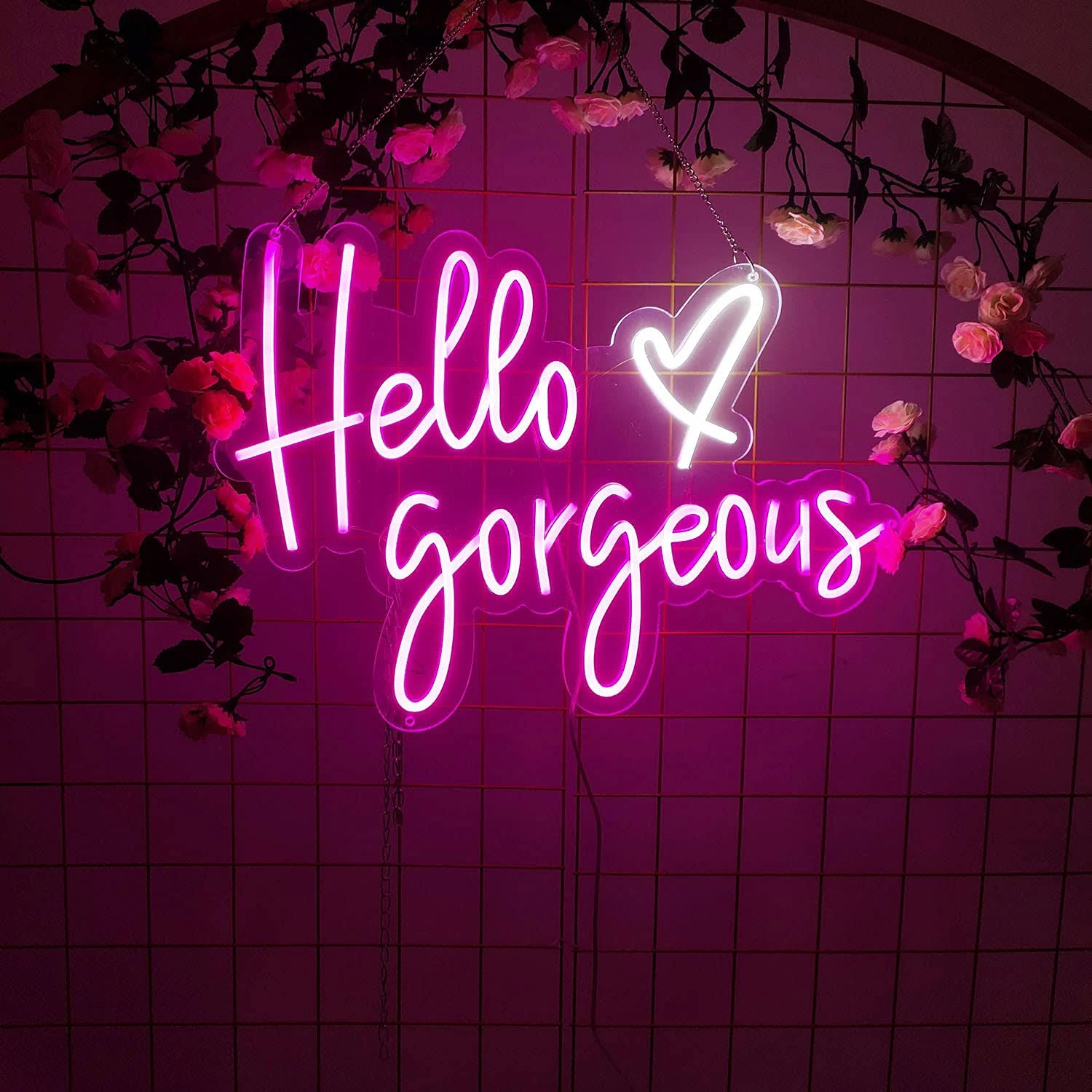 Hello Gorgeous Neon Sign Light Wall Art Gifts,Neon Sign Wall Art,Neon Sign Wall Decorations Bar Pub Club Rave Apartment Home Decor Party Christmas Decor