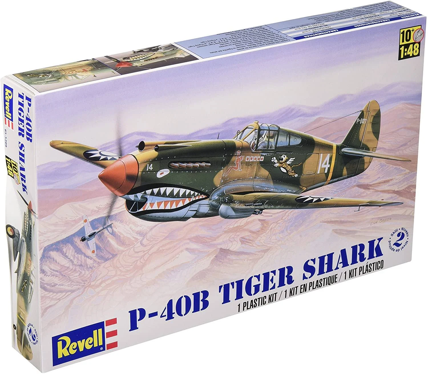 Revell Monogram 85-5209 P-40B Tiger Shark, Plane Airplane Model Kit, 1:48 Scale