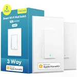 3 Way Smart Switch, Meross Smart Light Switch Supports Apple HomeKit, Siri, Alexa, Google Assistant & SmartThings, 2.4Ghz WiFi Light Switch Neutral Wire Required, Remote Control Timer 2 Pack