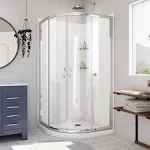 DreamLine Prime 33 in. D x 33 in. W x 76 3/4 in. H Clear Sliding Shower Enclosure in Chrome with White Acrylic Base and Backwall DL-6152-01CL