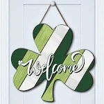 Shamrock Wall Pediments Wooden Irish Hanging Door Sign St. Patrick's Day Door Decoration Wall Sign Lucky Wood Welcome Sign for Irish Holiday Window Home Wall Indoor Outdoor Farmhouse Decoration