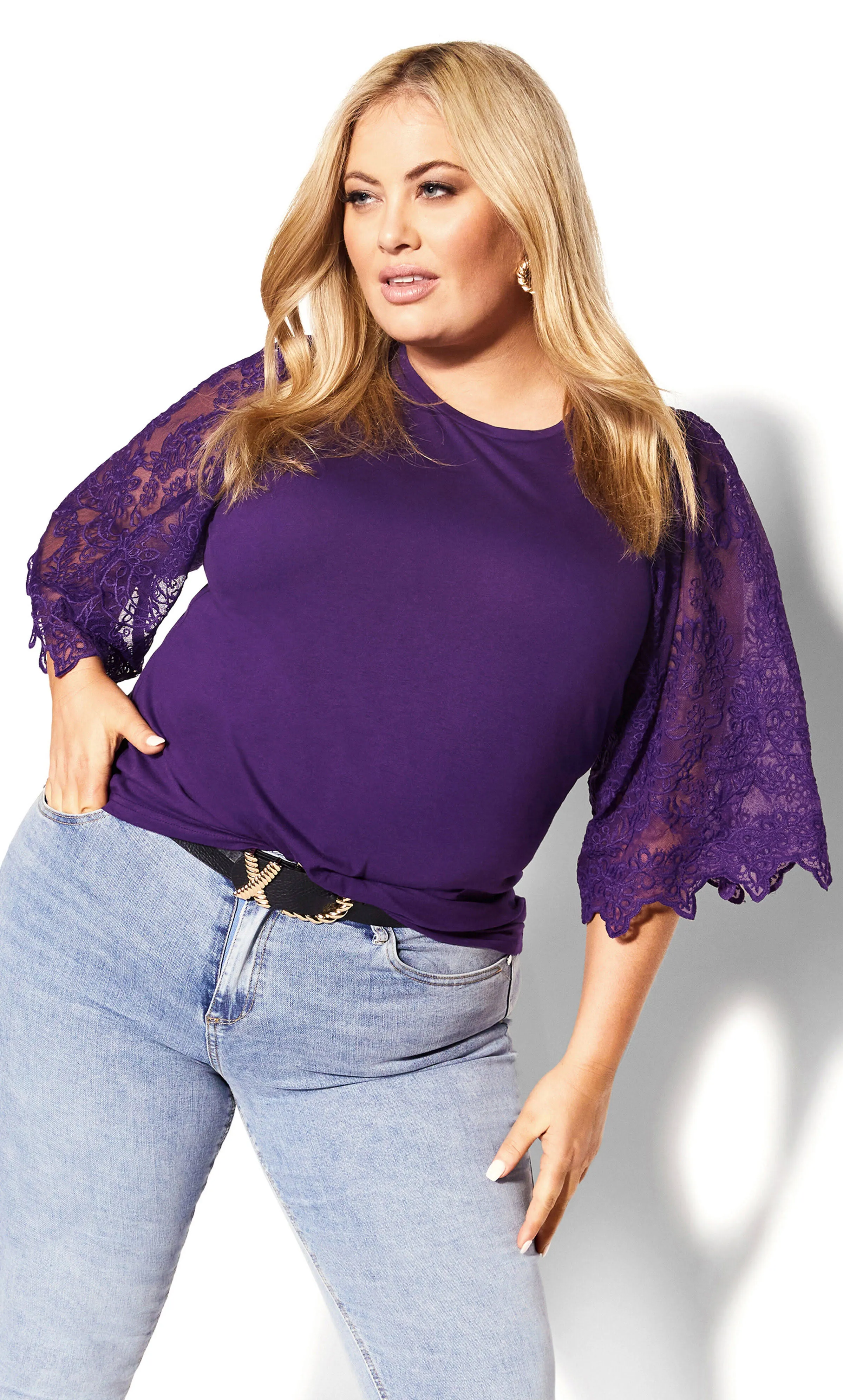 City Chic | Women's Plus Size Embroidered Angel Top - Petunia - 14W