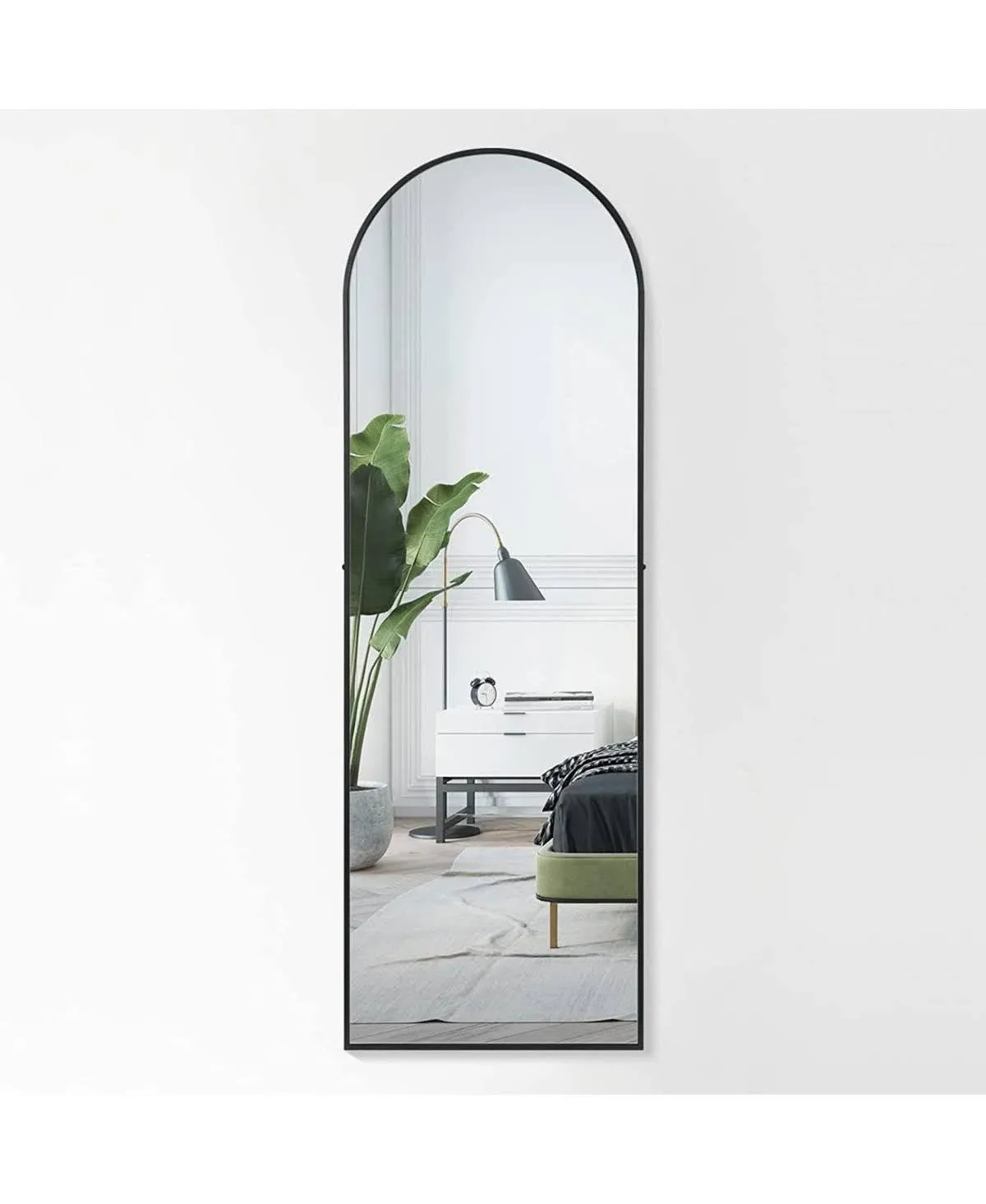 Full Length Mirror with Stand, 30"x71" Floor Mirror Freestanding, Arched Wall Mirror, Oversized Mirror Full Length, Black Arch Mirror Full Length, Black