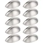 Probrico (10 Pack) Satin Nickel Drawer Handles Cabinet Cup Pulls 3 Inch Hole Center Kitchen Cabinet Hardware Bin Cup Cabinet Handles Modern Dresser Closet Handles Knobs