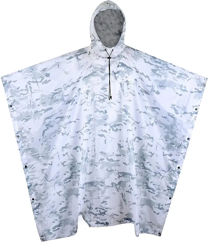 GRVCN Military Rain Poncho, Camouflage Raincoat Outdoor Waterproof Lightweight