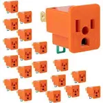 NEW 20-pk GE Polarized Grounding 2-Prong Outlet to 3 Prong Plug Adapter - ORANGE