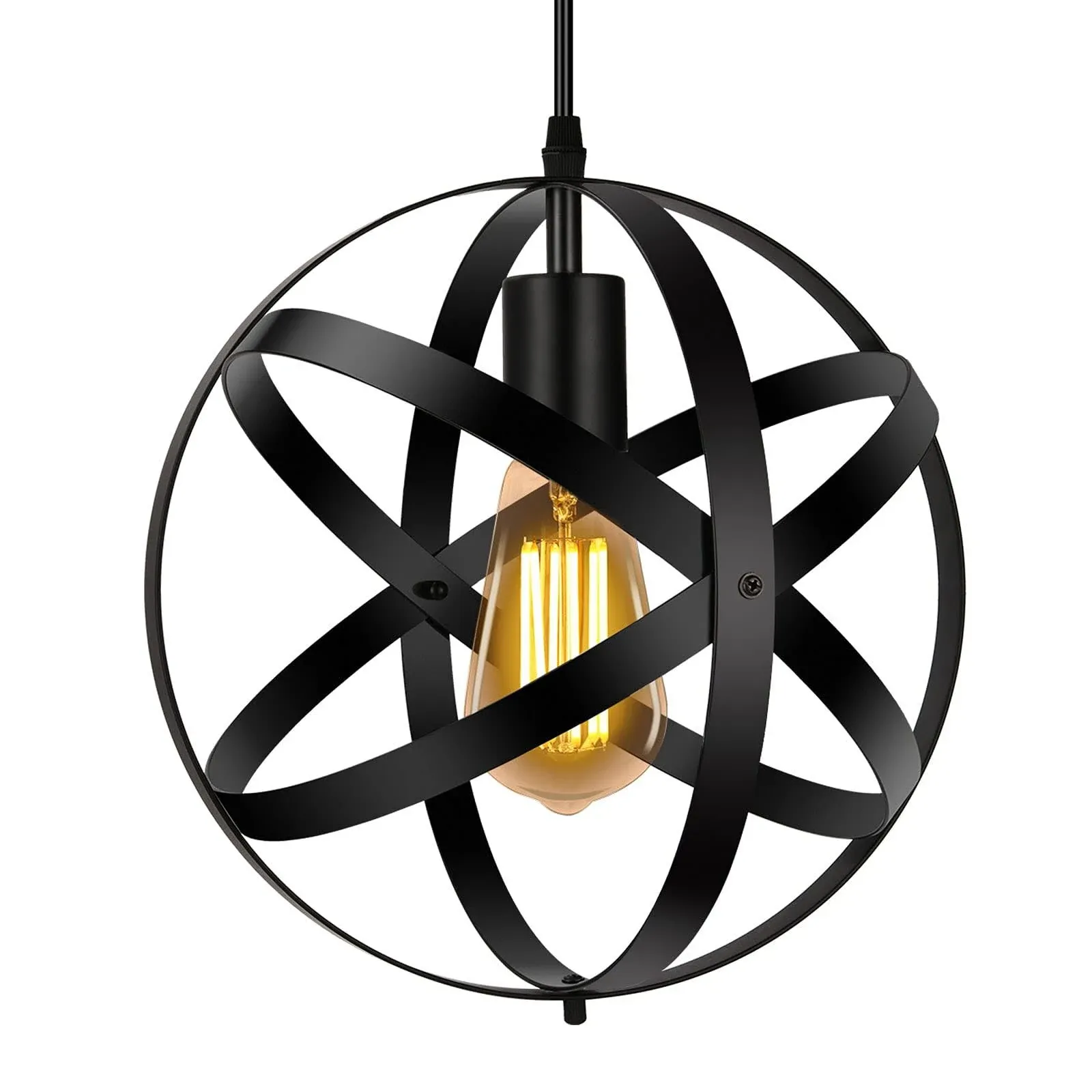 Crybeno Industrial Black Pendant Light, Vintage Spherical Pendant Light Fixtures