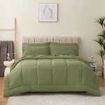 CozyLux Queen Comforter Set - 7 Pieces Bed in a Bag Set Olive Green Bedding S...