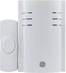 GE Wireless Doorbell Kit, Plug-In Receiver, 1 Push Buttons Door Bell, 2 Melodies Doorbell Chime, 4 Volume Levels, Classroom Doorbell, 150 Ft Range, White, 19298