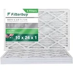 Filterbuy 10x24x1 Air Filter MERV 8 Dust Defense (4-Pack), Pleated HVAC AC Furnace Air Filters Replacement (Actual Size: 9.50 x 23.50 x 0.75 Inches)