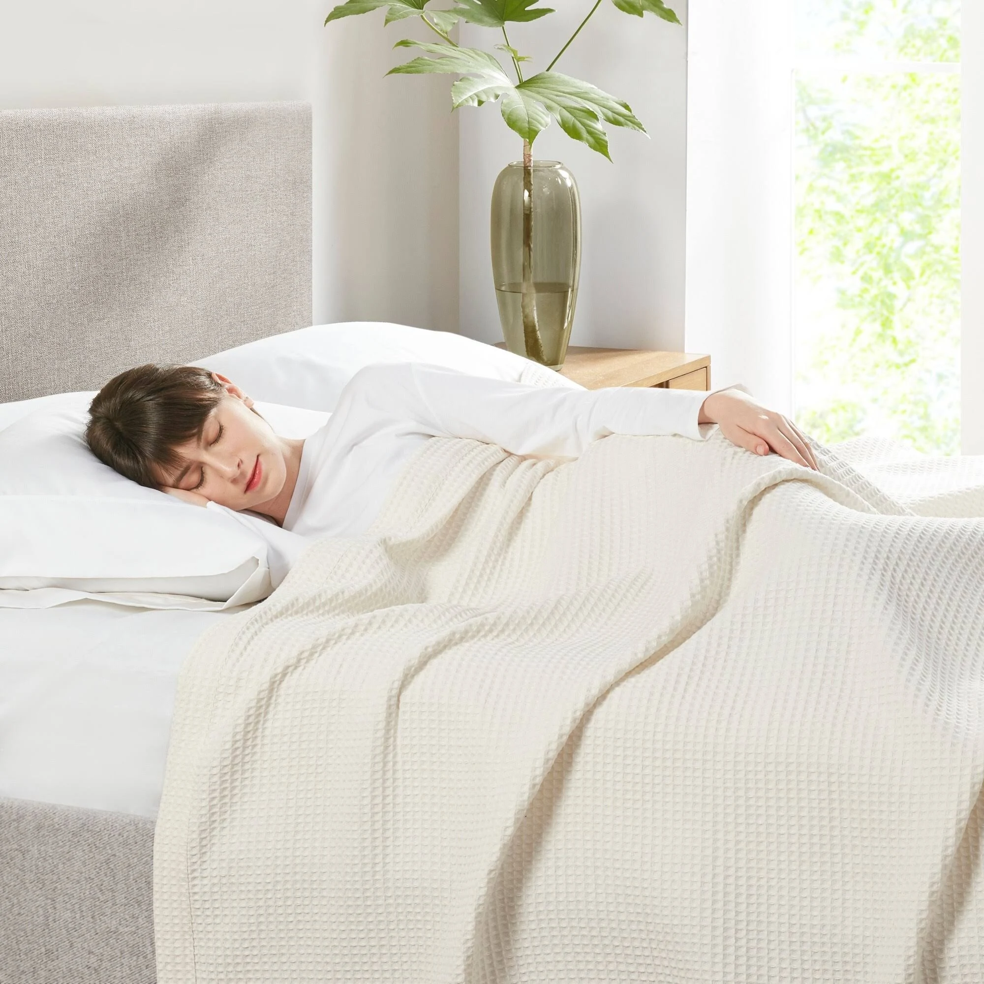 Beautyrest Waffle Weave Cotton Blanket - Khaki