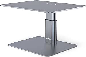 BoYata Monitor Stand, Adjustable Monitor Riser Metal Computer Stand Compatible with TV, PC, Laptop, Computer, iMac, and All Screen Display-Space Grey