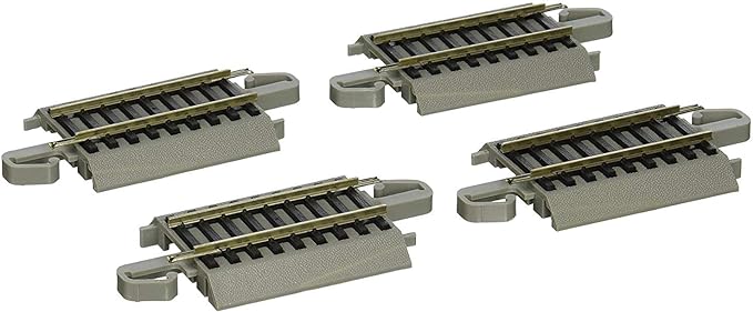 Bachmann Trains - Snap-Fit E-Z TRACK 4.50” STRAIGHT TRACK (4/card) - NICKEL SILVER Rail With Gray Roadbed - HO Scale