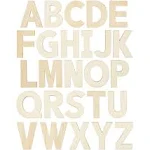 36 Pieces Unfinished Wooden Alphabet Letters for Crafts, 2 Extra Sets of Vowels AEIOU (6 Inches)