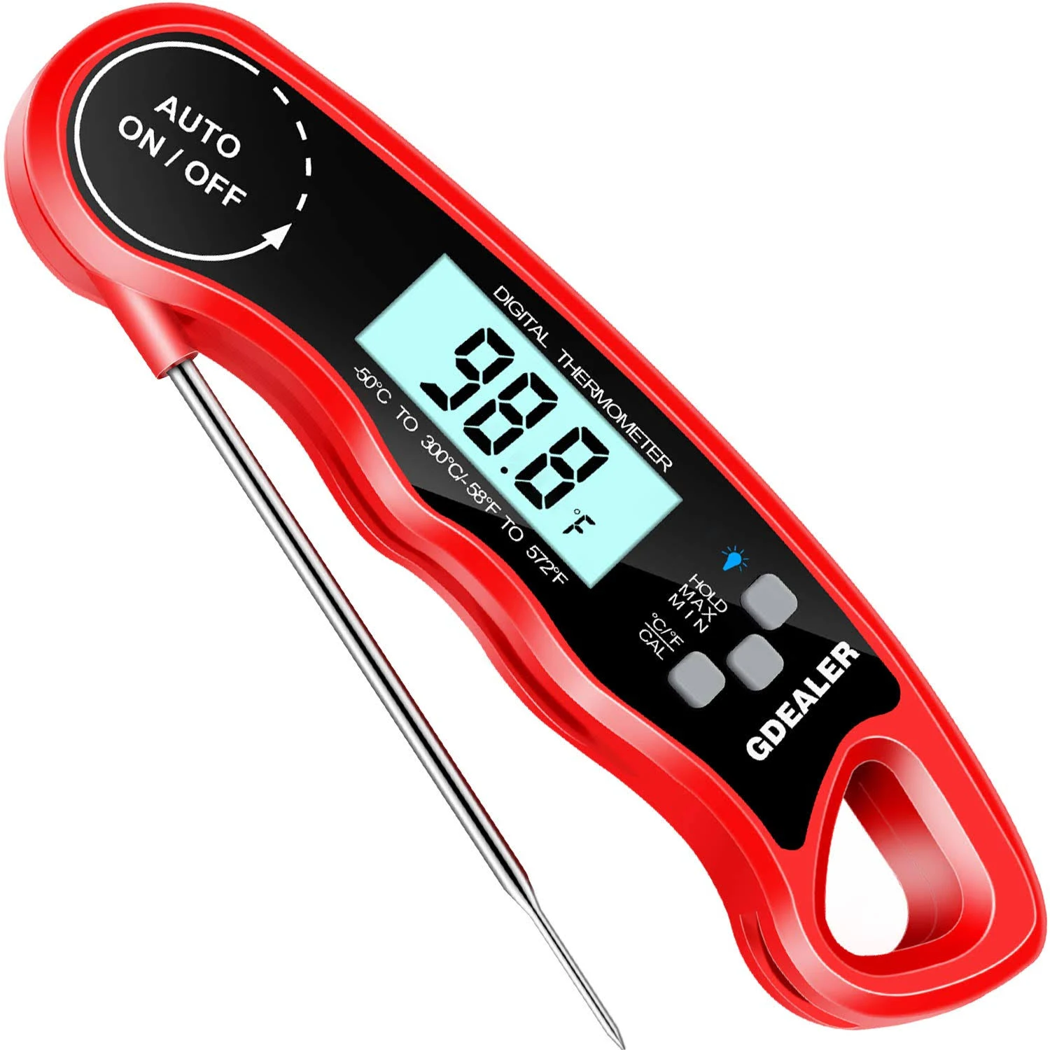 GDEALER Meat Thermometer Digital Food Thermometer Waterproof Ultra-Fast Instant Read Meat Thermometer for Grill Digital Meat Thermometer for Cooking Kitchen Thermometer with Backlight & Calibration