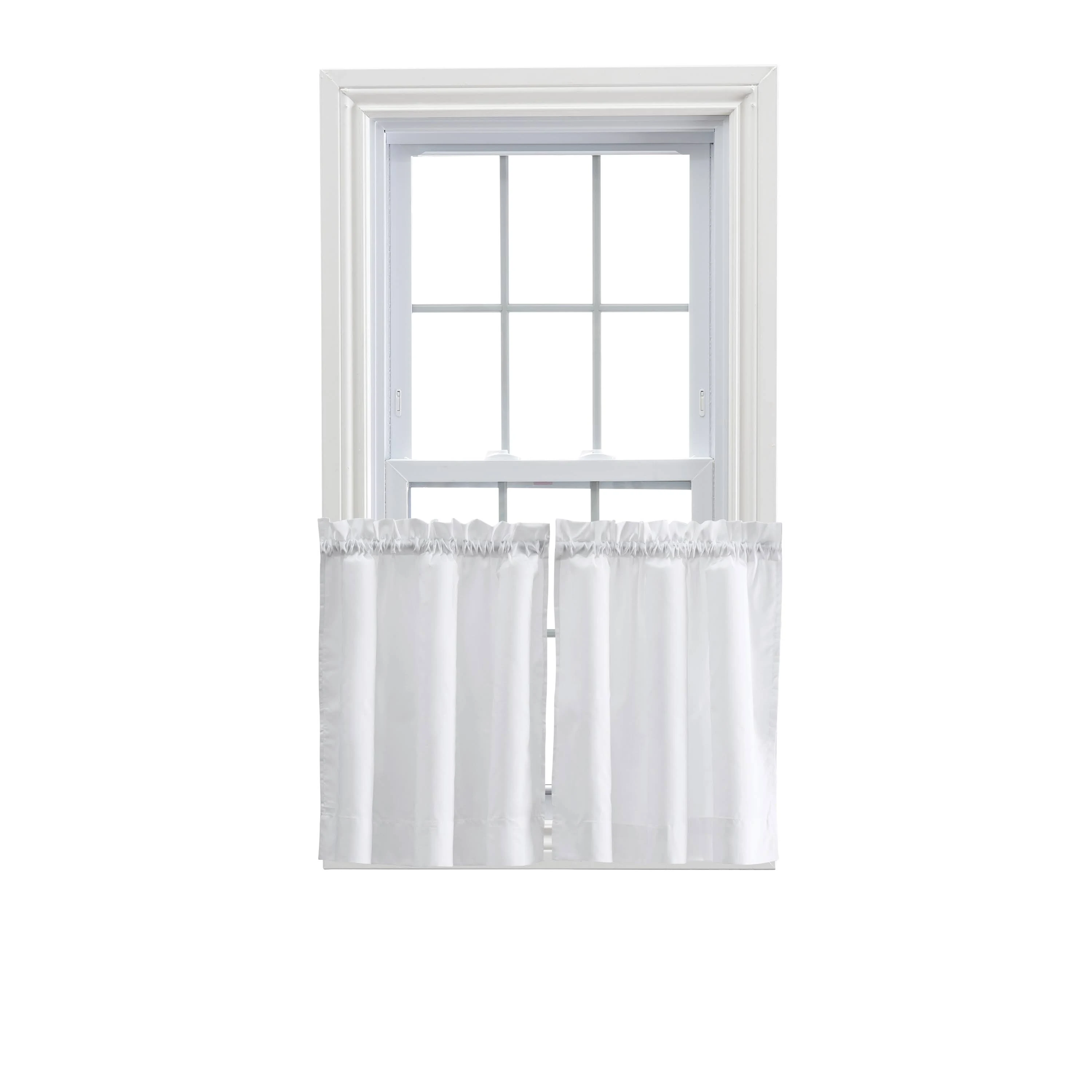 Ellis Curtain Stacey Sheer 56-by-36 inch Tailored Tier Pair Curtains, White, 56x36