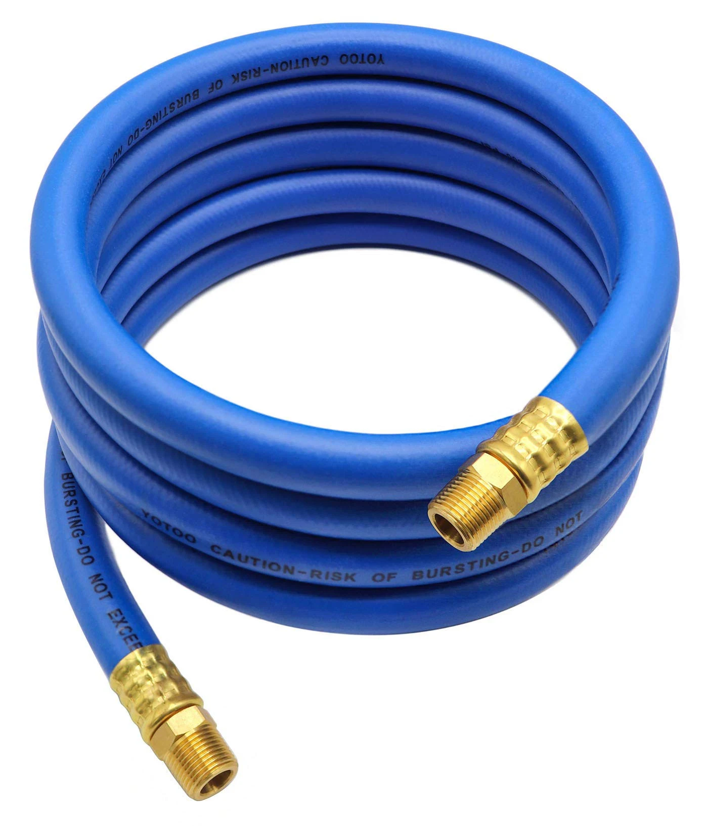 YOTOO Hybrid Lead-in Air Hose 1/2-Inch by 10-Feet 300 PSI Heavy Duty, Lightweight, Kink Resistant, All-Weather Flexibility with 3/8" Industrial Quick Coupler and Plug, Blue