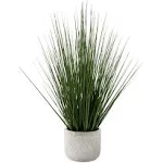 Monarch Specialties I 9574 Artificial Plant, 21" Tall, Grass, Indoor, Faux, Fake, Table, Greenery, Potted, Real Touch, Decorative, Green Grass, White Pot