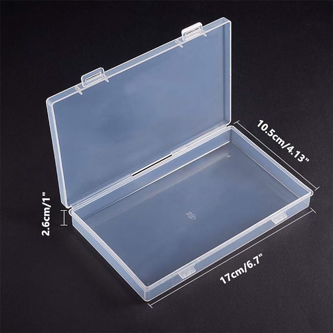 BENECREAT 8 Packs 6.5x3.5x0.6 inch Rectangle Clear Plastic Storage Box with ...