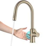 Kraus Oletto Touchless Sensor Pull-Down Single Handle Kitchen Faucet in Spot-Free Antique Champagne Bronze, KSF-2830SFACB