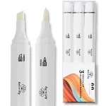 Art-n-Fly Alcohol Colorless Blender Marker Dual Tip Pack of 3 - Colorless Marker Blender with Japanese Ink & Brush Tip - Clear Blending Pen for Art