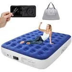 Twin Air Mattress with Built in Pump for Guest, 18" Tall Colchon Inflables Blow Up Air Bed with Carrying Bag for Camping, Raised Elevated Double Airbed, Foldable&Portable Air Mattress, Black