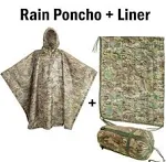 USGI Industries Military Style Poncho Multi Use Rip Stop Camouflage Rain Poncho