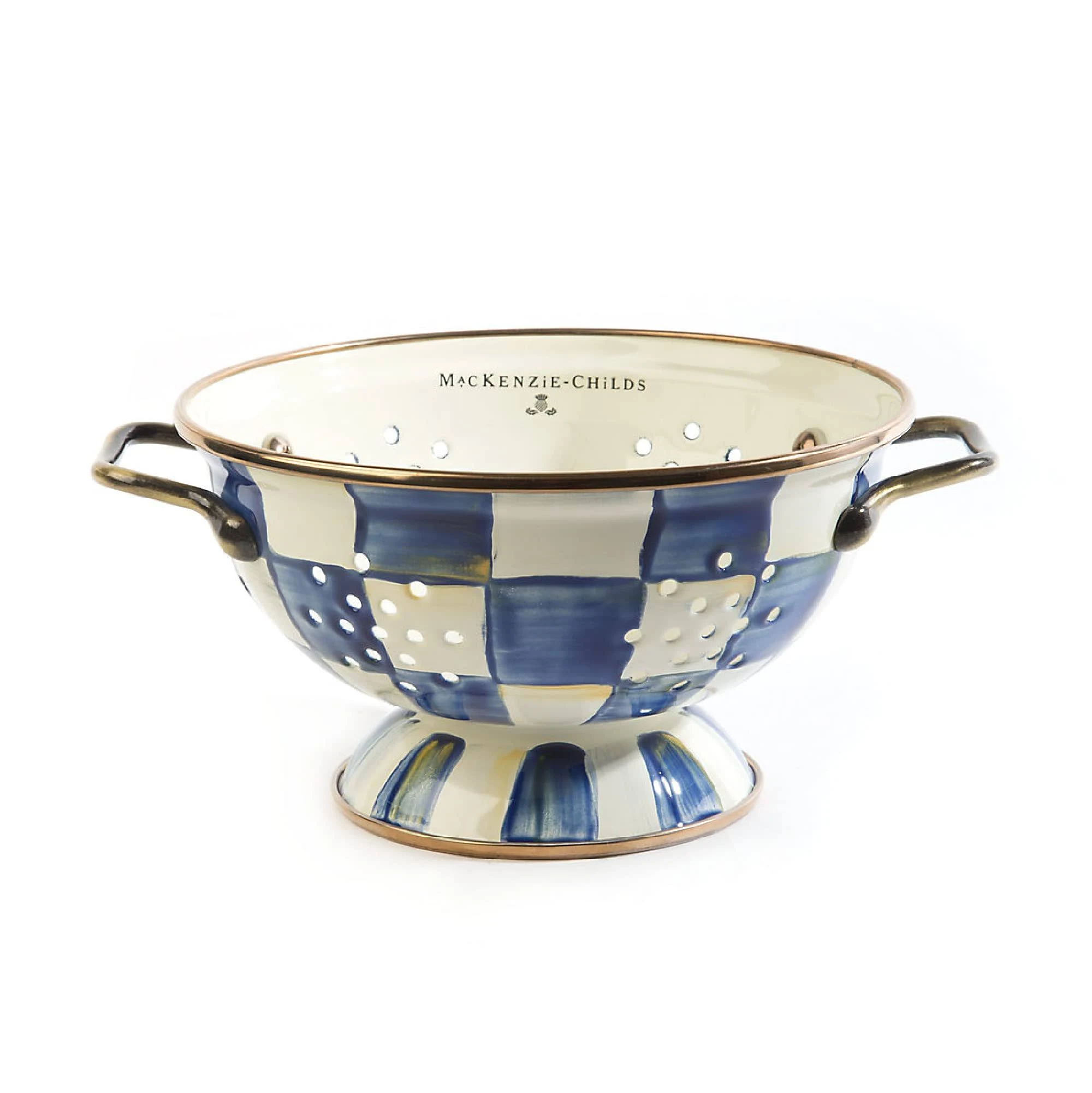 Royal Check Enamel Colander In Small