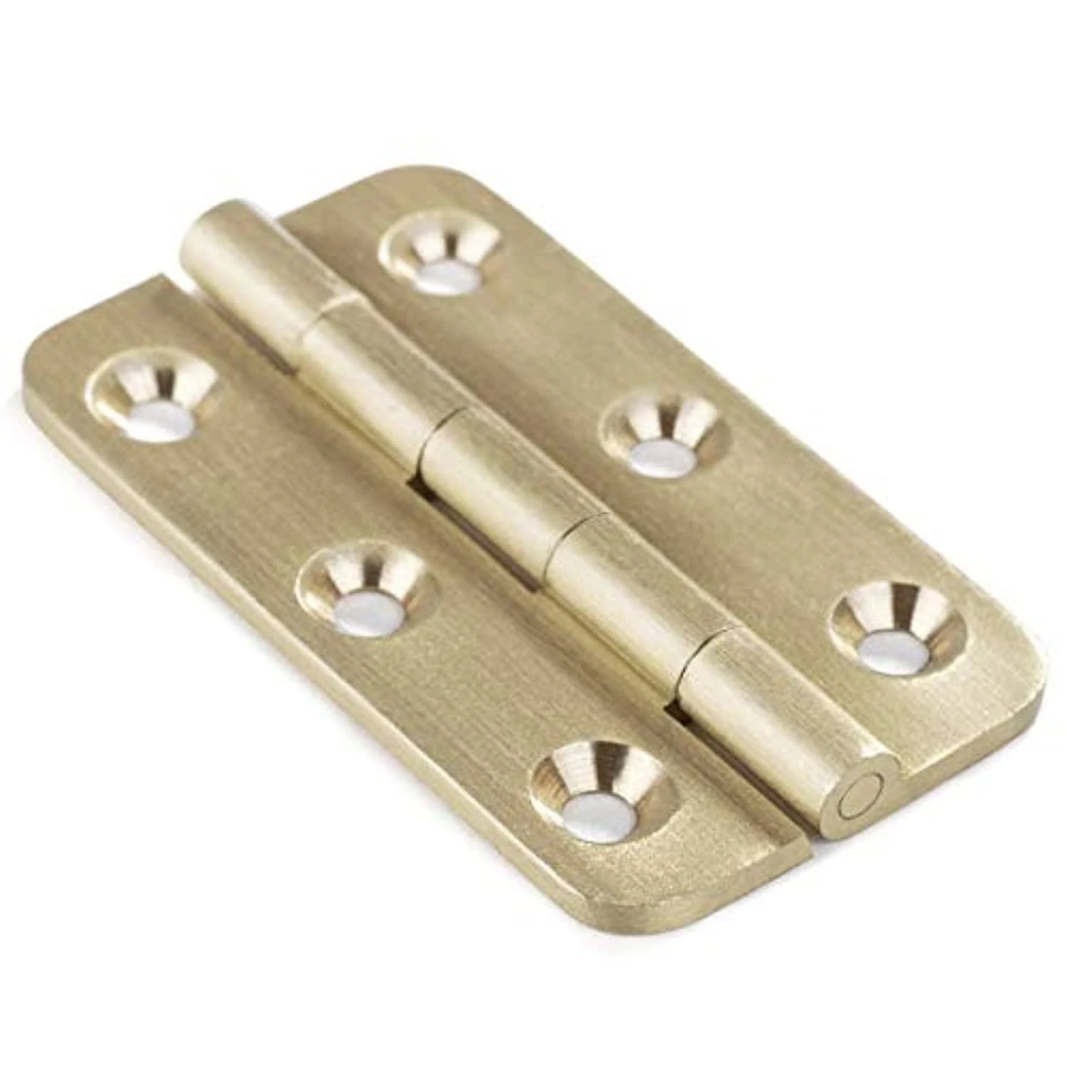 Keenkee Round Corner Mortise Butt Hinge with Screws Brushed Solid Brass 2&#034; 