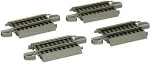 Bachmann Trains - Snap-Fit E-Z TRACK 4.50” STRAIGHT TRACK (4/card) - NICKEL SILVER Rail With Gray Roadbed - HO Scale