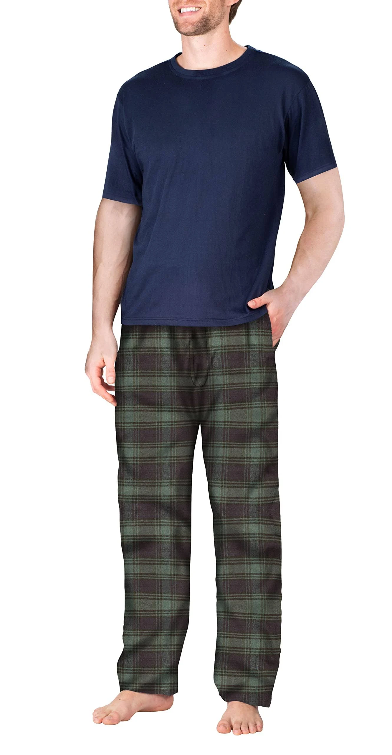 Men’s Pajama Set 2 Piece PJ with Crew Neck Tee and Pants