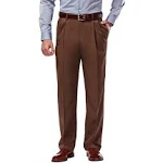 Haggar Men's Mynx Gabardine Classic Fit Pleated Front Hidden Expandable Waistband Dress Pant