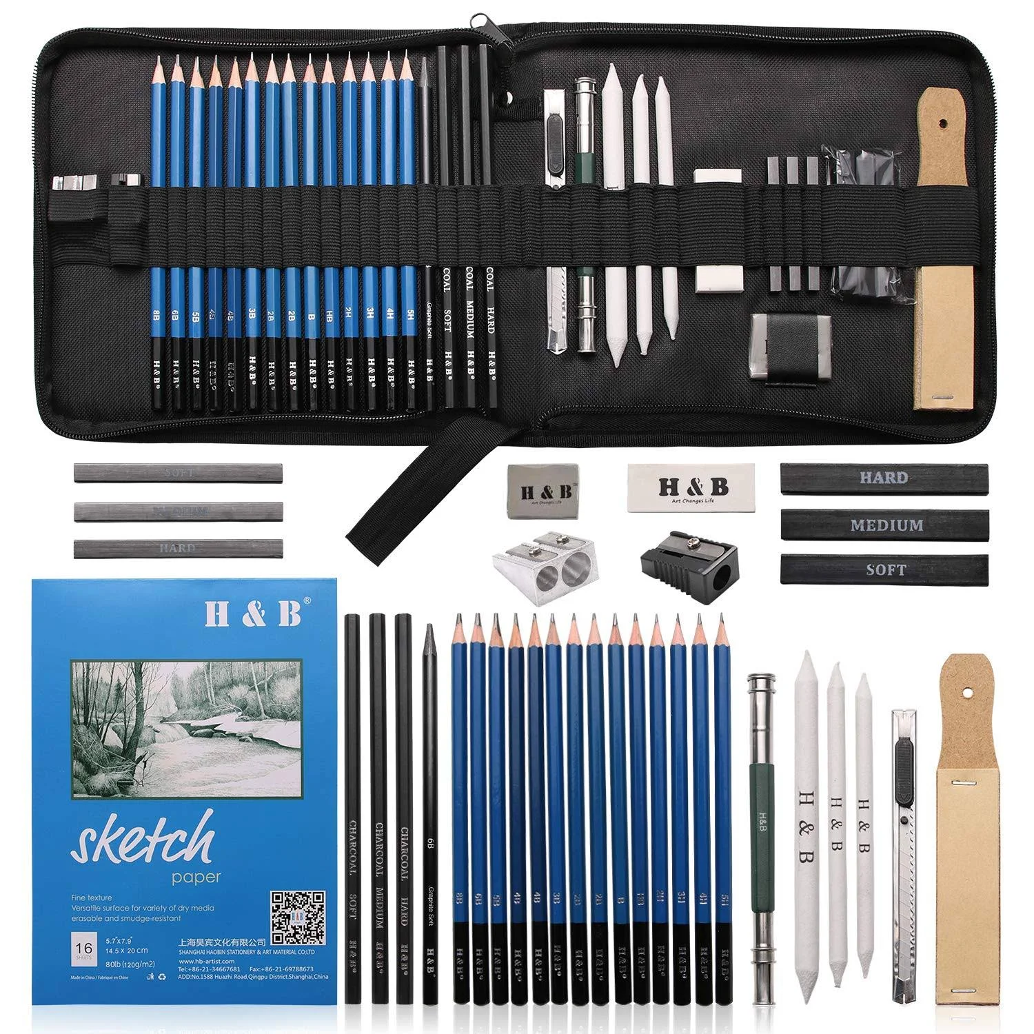 AONLSKH Sketching and Drawing Pencils Set-35pcs,Art Supplies Drawing Kit,Graphite Charcoal Professional Pencils Set, Kids & Adults (35PCS)