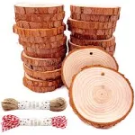 Unfinished Natural Wood Slices 30 Pcs 2.4"-2.8" inch Wood Coaster Pieces Craft W