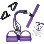 Pedal Resistance Band, 4-Tube Elastic Pull Rope, Sit-up Equipment, Yoga Strap Bodybuilding Expander, Exercise Bands, Fitness Equipment for Abdomen, Waist, Arm, Leg Stretching Slimming Training