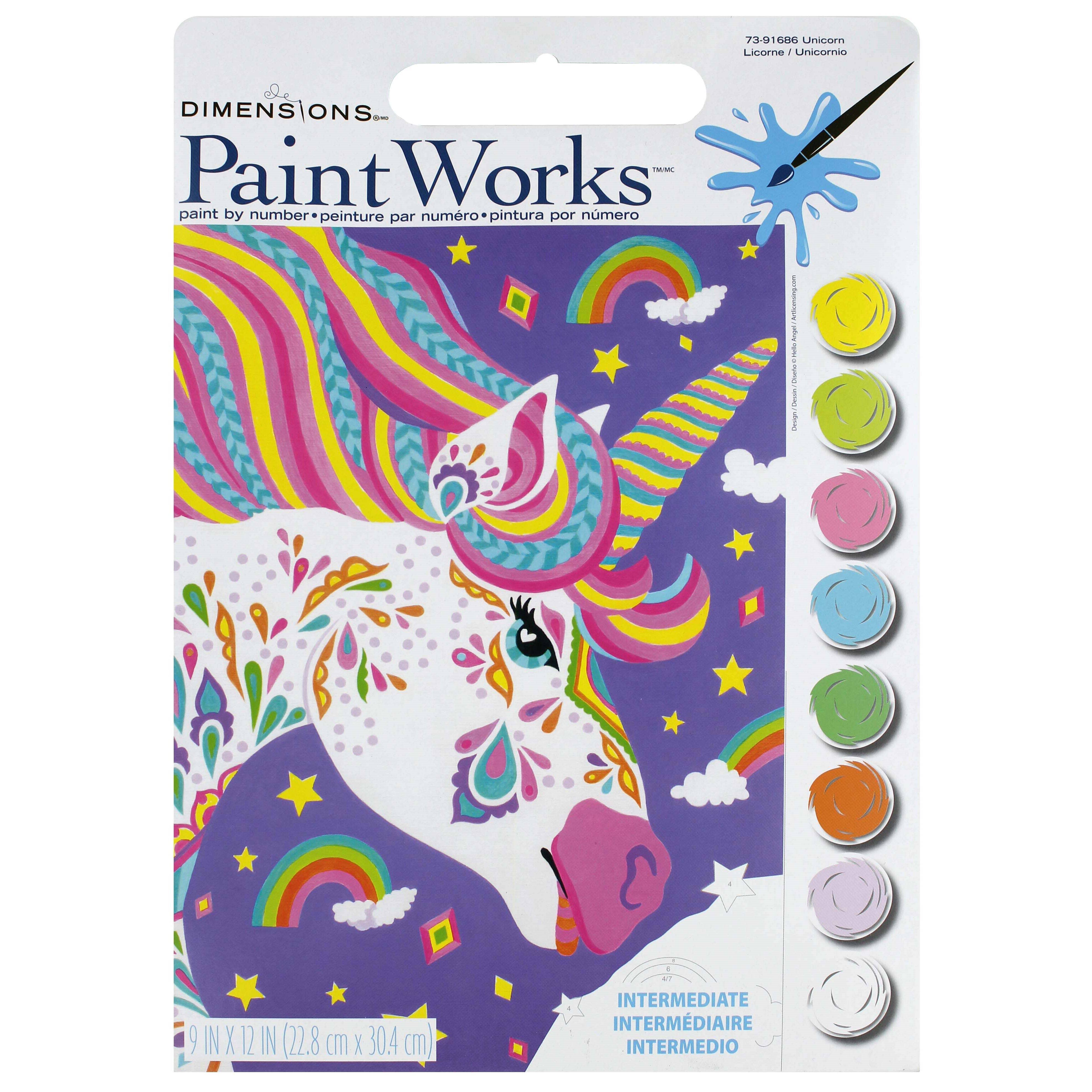 Paint Works Paint By Number Kit 9&#034;X12&#034; Unicorn