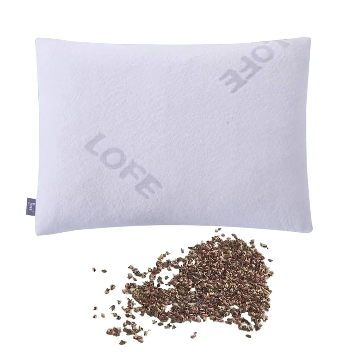 Lofe Organic Buckwheat Pillow for Sleeping -14''x20'', Adjustable Loft, Breathable for Cool Sleep, Cervical Support for Back and Side Sleepers