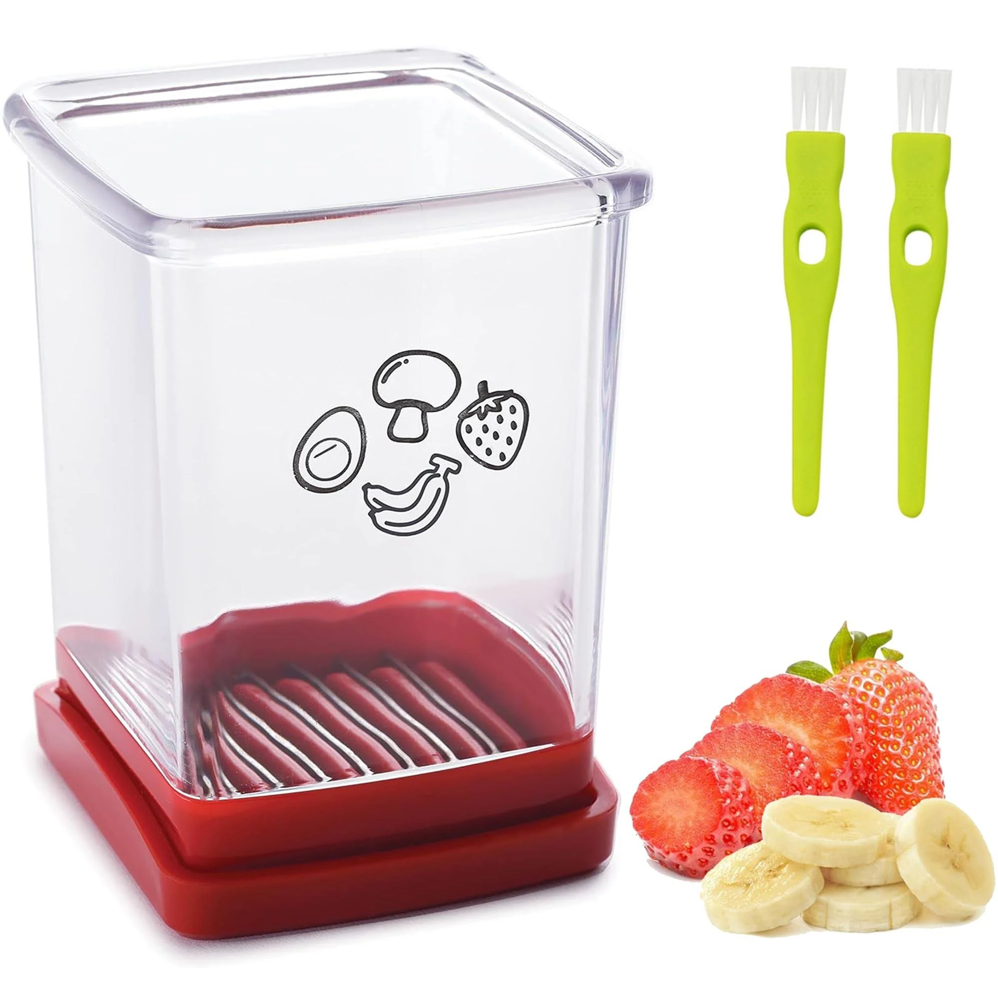 Cup Slicer Fruit, Stainless Steel Strawberry Slicer Egg Slicers Banana Slicers, Fruit & Vegetable Speed Fruit Slicer with Push Plate, Quickly Making Fruit Vegetable Salad, Must Have Kitchen Gadget