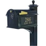 Clarus Crystal Whitehall Personalized Whitehall Balmoral Mailbox with Side Address Plaques, Monogram & Post Package (3 Colors Available)