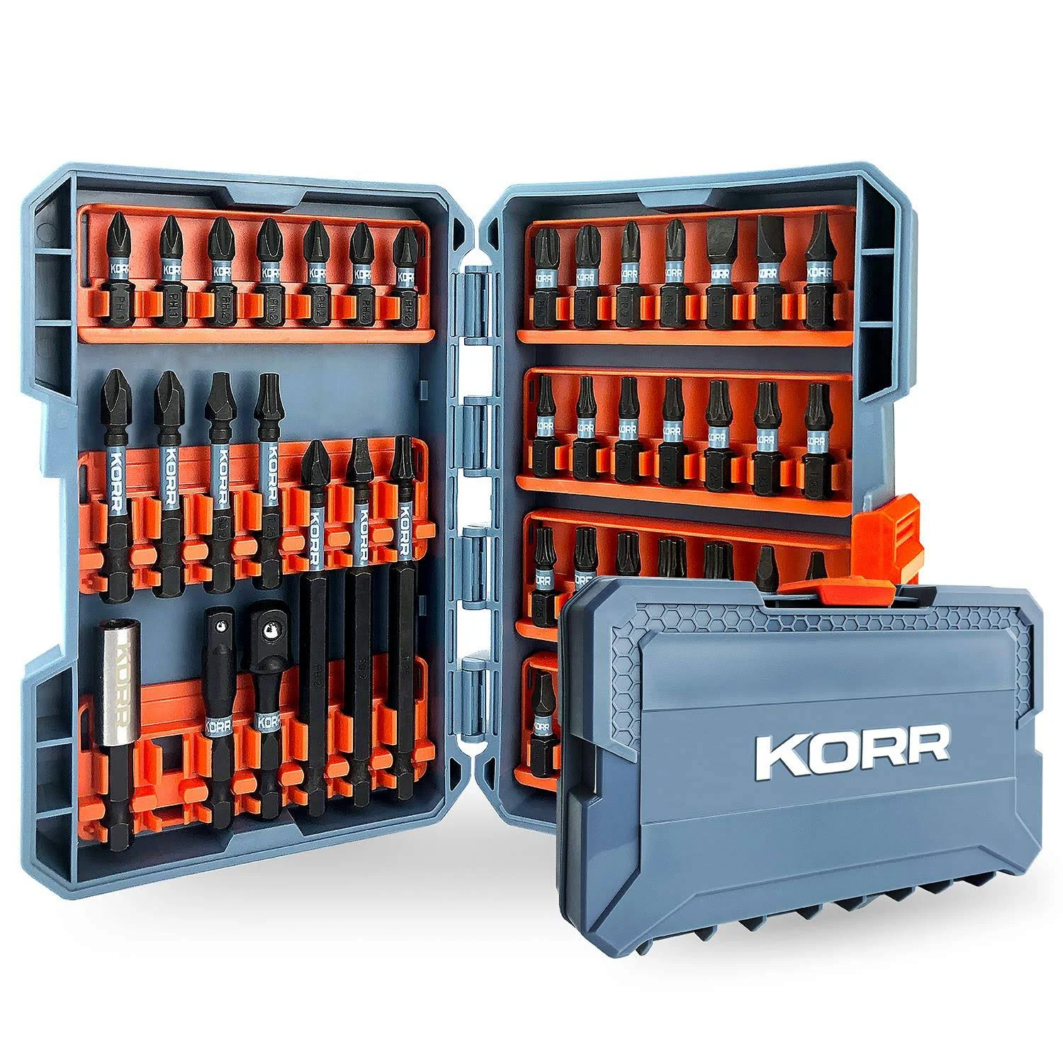 KORR Tools KIBPP021 45Pc Impact Torsion Screwdriver Bit Set Phillips Bits, Squar