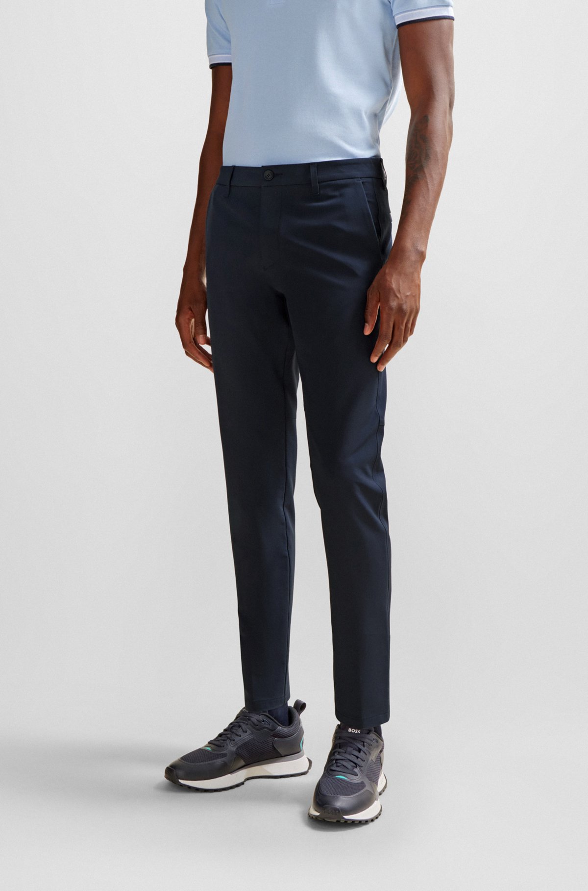 Slim-fit chinos in easy-iron four-way stretch fabric