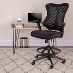 Flash Furniture Waylon Black Contemporary Adjustable Height Swivel Mesh Drafting Chair Lowes.com