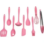 Chef Craft Premium Silicone Kitchen Tool and Utensil Set, 9 Piece, Pink