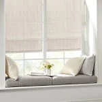 Madison Park Galen Cordless Roman Shades - Fabric Privacy Single Panel Total Blackout, Energy Efficient, Thermal Insulated Window Blind Treatment, for Bedroom, Living Room Decor, 31" x 64", Ivory