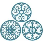 Extra Thick Silicone Trivet Mat for Hot Dishes, Hot Pots and Pans, Pot Holder, Hot Pad to Portect Your Table and Countertop, Kitchen Decor and Accessories,Turquoise,Set of 3