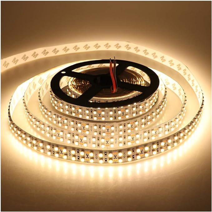 Warm White 2800k Led Strip Lights 16.4ft Double Row 3528 Smd 1200 Leds Dc 12v Fl