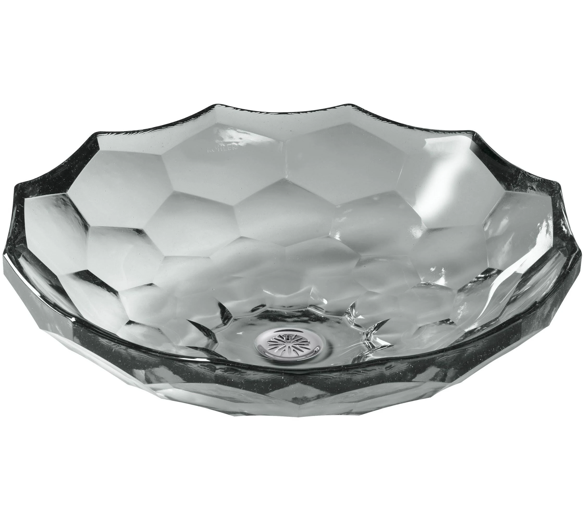 KOHLER K-2373-TG8 Briolette, ARTIST EDITIONS Oval Faceted Glass Bathroom Vessel Sink, Translucent Stone